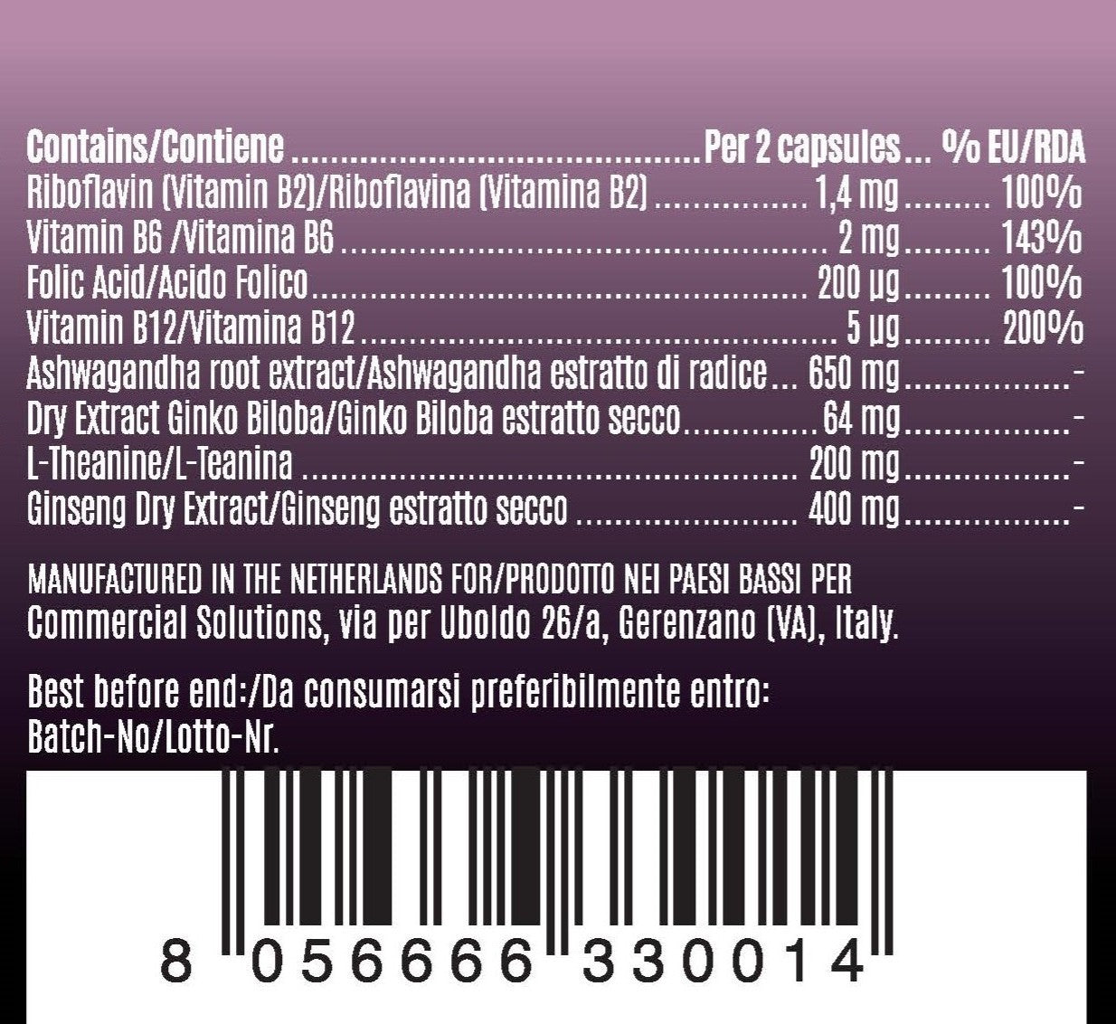 Ashwagandha + Ginseng + Ginko Biloba